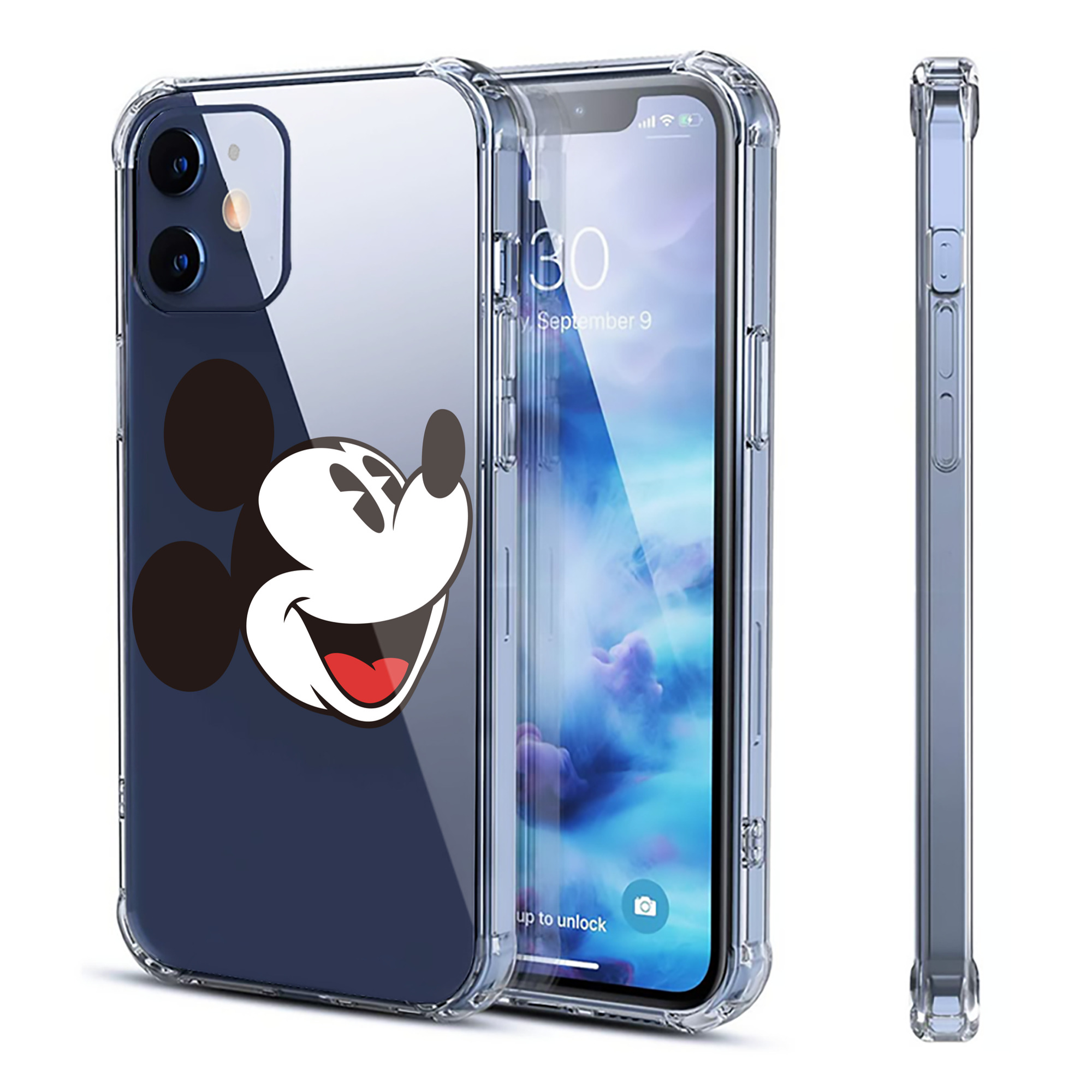 （画像用） ミッキーマウス Mickey Mouse 【iPhone 12シリーズ対応】透明スマホケース（クリアソフトケース）
